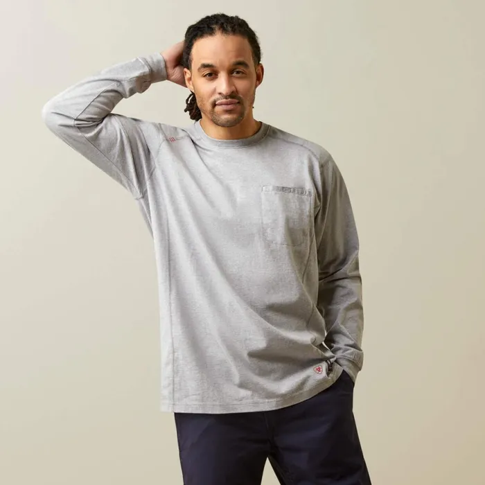 FR Air Shock Fire TShirt Heather Grey Men Ariat TShirts and Polos FR Air Shock Fire TShirt Heather Grey Men Ariat TShirts and Polos