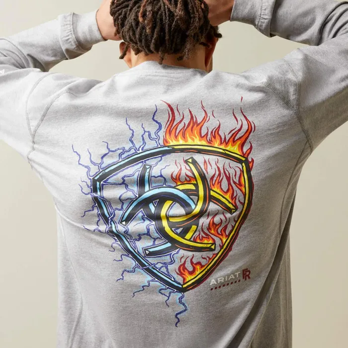 FR Air Shock Fire TShirt Heather Grey Men Ariat TShirts and Polos FR Air Shock Fire TShirt Heather Grey Men Ariat TShirts and Polos
