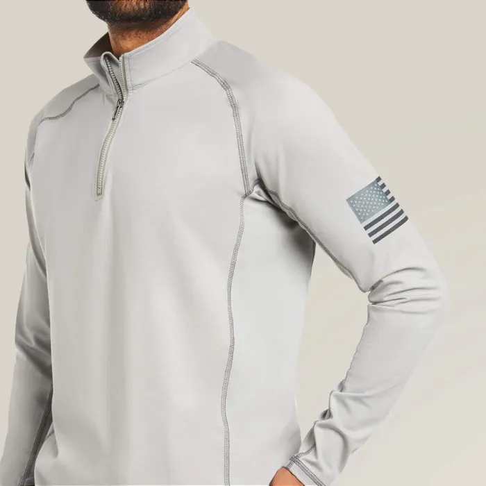 FR Combat Stretch Patriot 14 Zip Work Shirt Silver Fox Men Ariat Workwear FR Combat Stretch Patriot 14 Zip Work Shirt Silver Fox Men Ariat Workwear