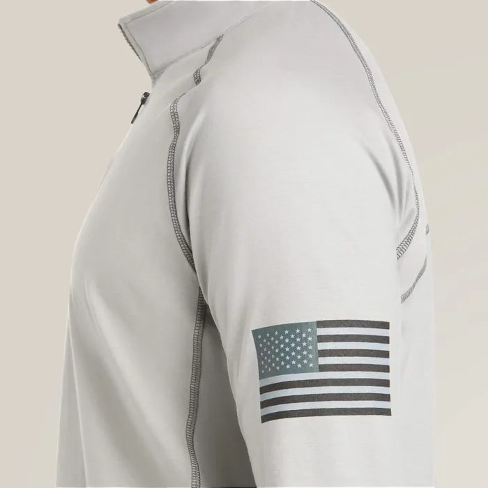 FR Combat Stretch Patriot 14 Zip Work Shirt Silver Fox Men Ariat Workwear FR Combat Stretch Patriot 14 Zip Work Shirt Silver Fox Men Ariat Workwear