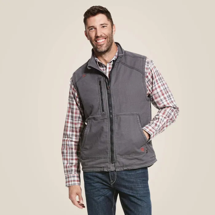 FR DuraLight Stretch Canvas Vest Iron Gray Men Ariat Workwear