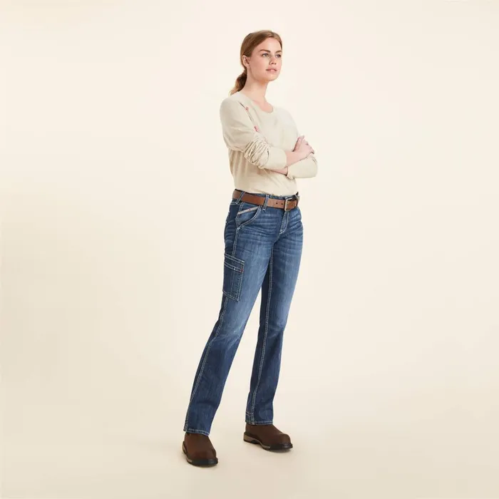 FR Perfect Rise DuraLight Stretch Cell Phone Straight Jean Lazuli Women Ariat Denim FR Perfect Rise DuraLight Stretch Cell Phone Straight Jean Lazuli Women Ariat Denim