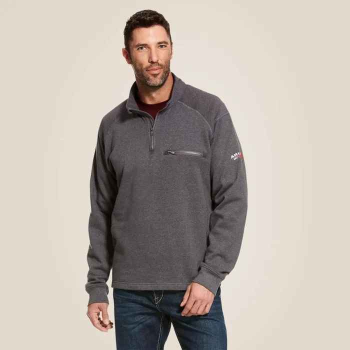 FR Rev 14 Zip Top Charcoal Heather Men Ariat Sweatshirts and Hoodies