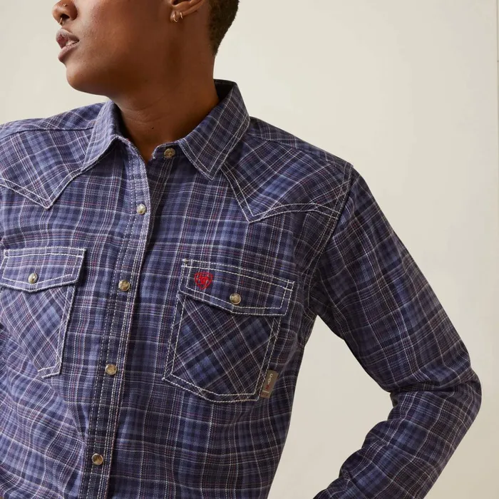 FR Tillie Snap Work Shirt Colony Blue Plaid Women Ariat TShirts and Tops