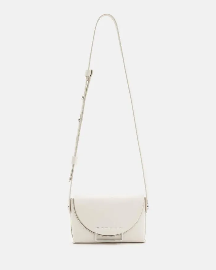 Francine Leather Crossbody Bag Desert White Women AllSaints Handbags and Wallets