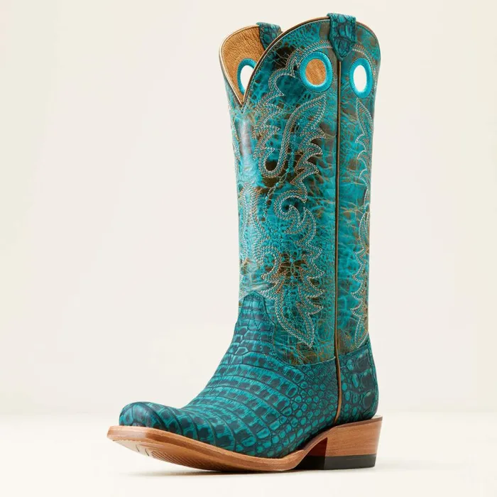 Futurity Boon Western Boot Turquoise Sueded Caiman Bellyamazonite Women Ariat Western Boots