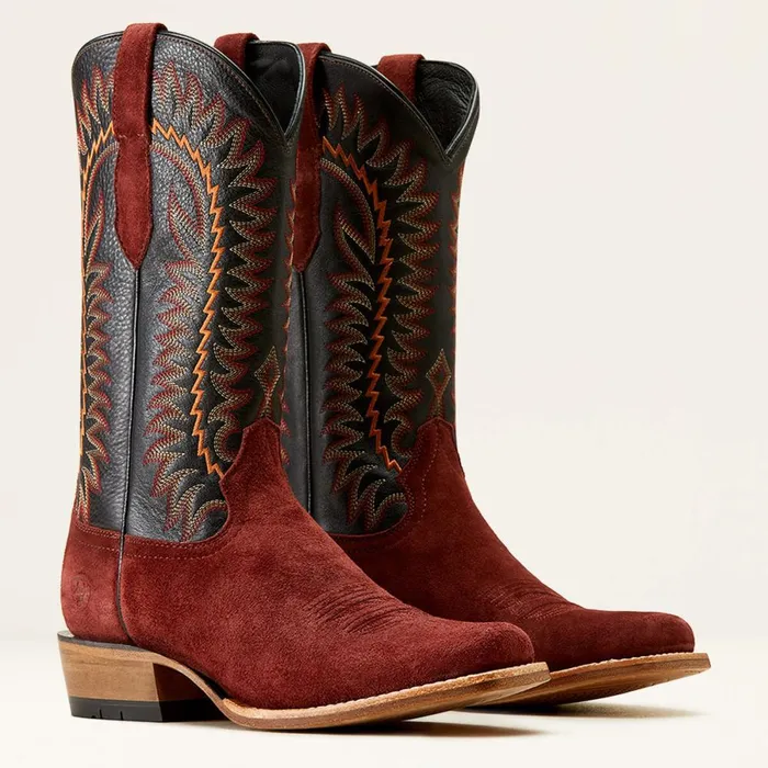 Futurity Time Cowboy Boot Mahogany Roughoutblack Men Ariat Western Boots