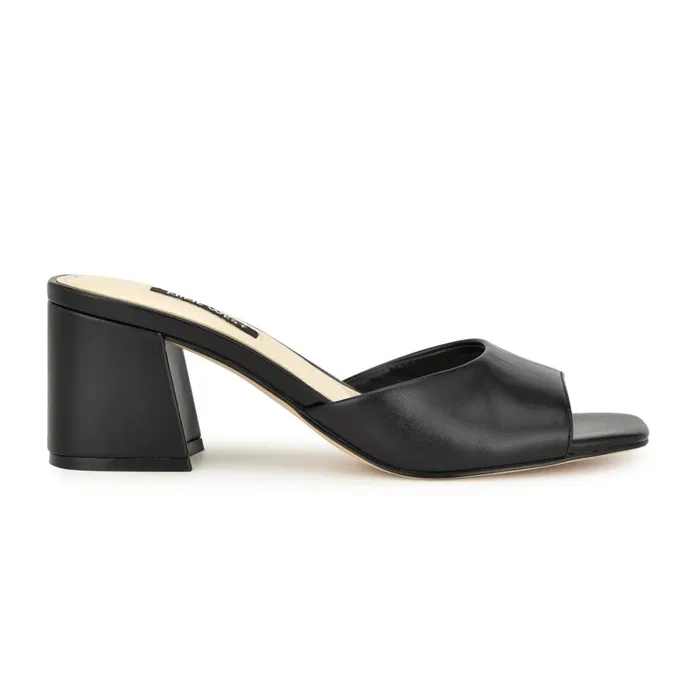 Gagen Slide Sandals Black Women Nine West Heeled