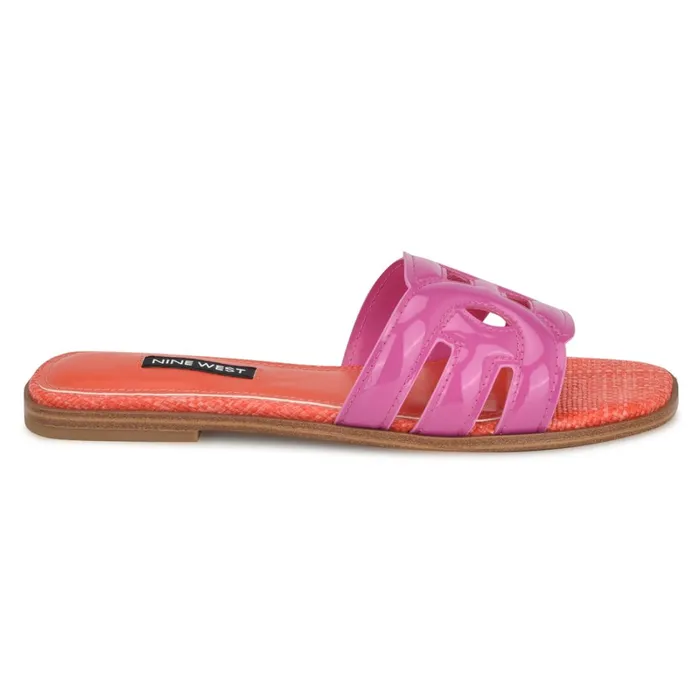 Geena Flat Slide Sandals Pinkorange Women Nine West Low Heel