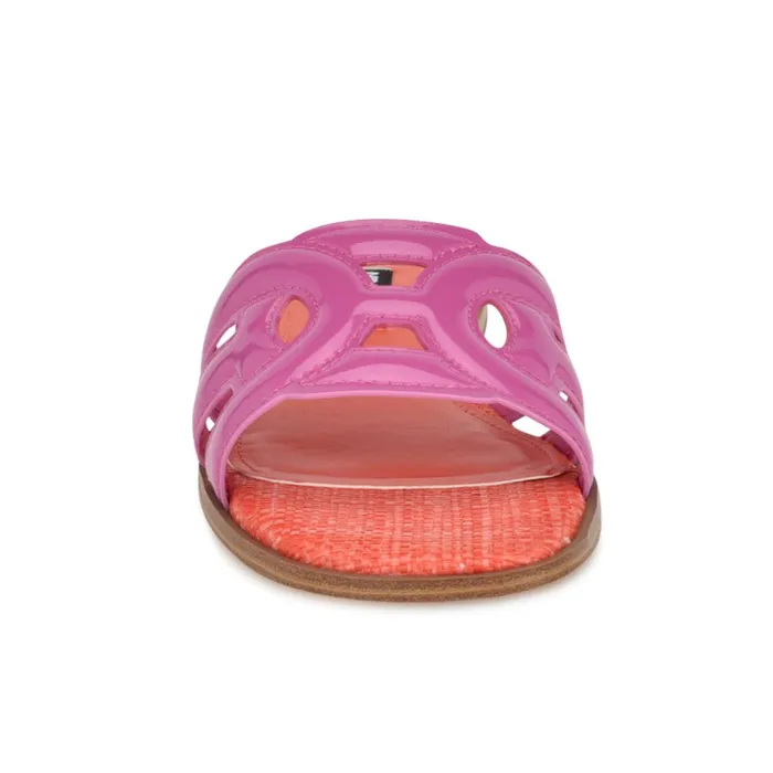 Geena Flat Slide Sandals Pinkorange Women Nine West Low Heel Geena Flat Slide Sandals Pinkorange Women Nine West Low Heel