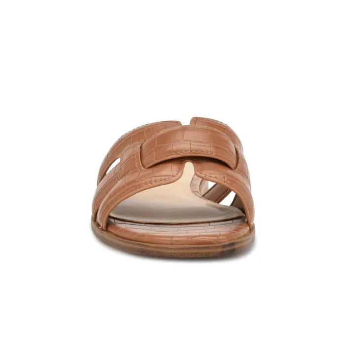 Germani Flat Slide Sandals Brown Women Nine West Flats Germani Flat Slide Sandals Brown Women Nine West Flats