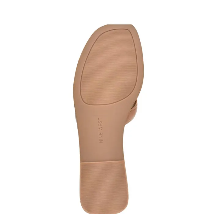 Germani Flat Slide Sandals Brown Women Nine West Flats Germani Flat Slide Sandals Brown Women Nine West Flats