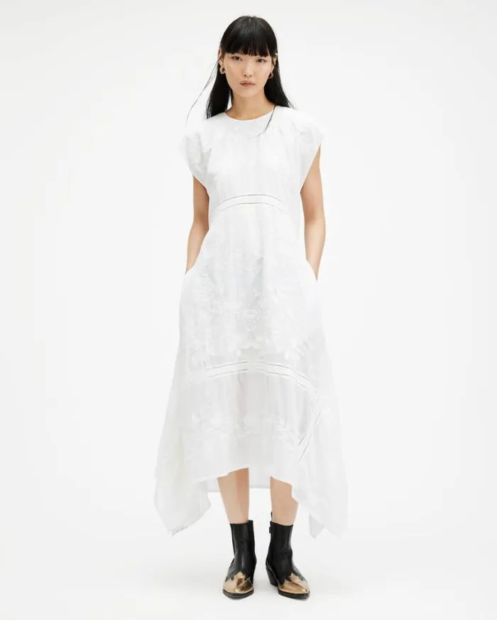 Gianna Embroidered Maxi Dress Off White Women AllSaints Dresses