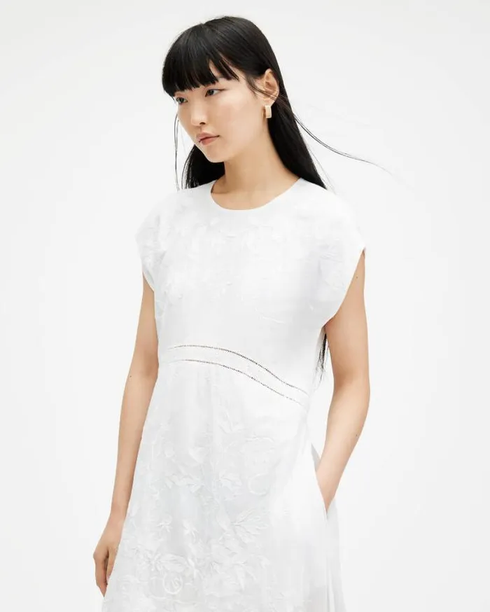 Gianna Embroidered Maxi Dress Off White Women AllSaints Dresses