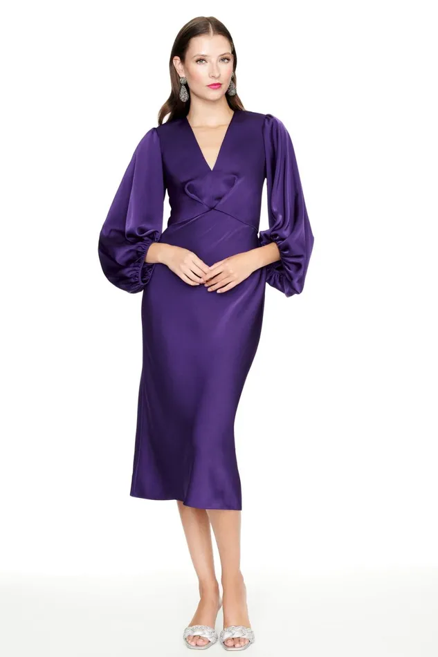 Ginny Dress 8211 Amethyst Women Sachin and Babi Long Sleeve