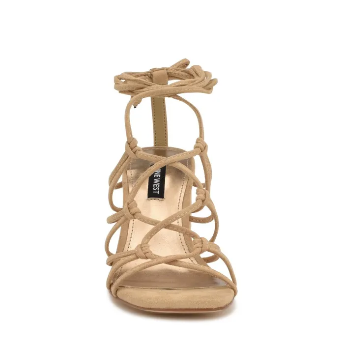 Glaven Ankle Wrap Sandals Tan Suede Women Nine West Dress Glaven Ankle Wrap Sandals Tan Suede Women Nine West Dress