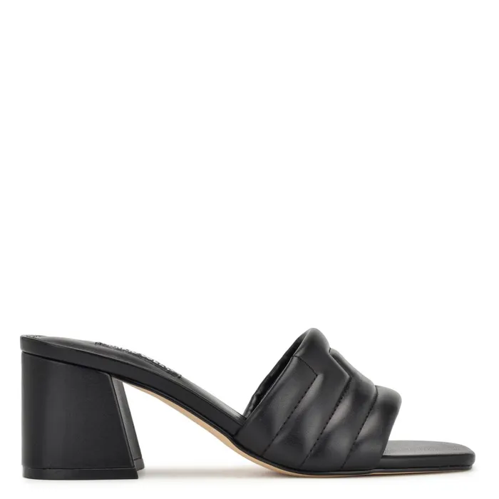 Glenra Heeled Slide Sandals Black Women Nine West Low Heel