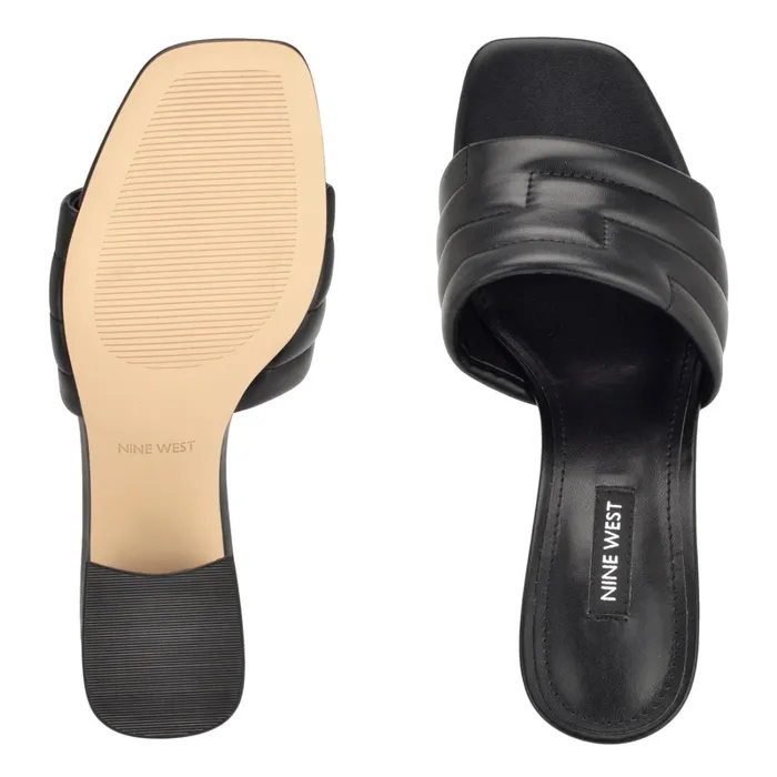 Glenra Heeled Slide Sandals Black Women Nine West Low Heel Glenra Heeled Slide Sandals Black Women Nine West Low Heel