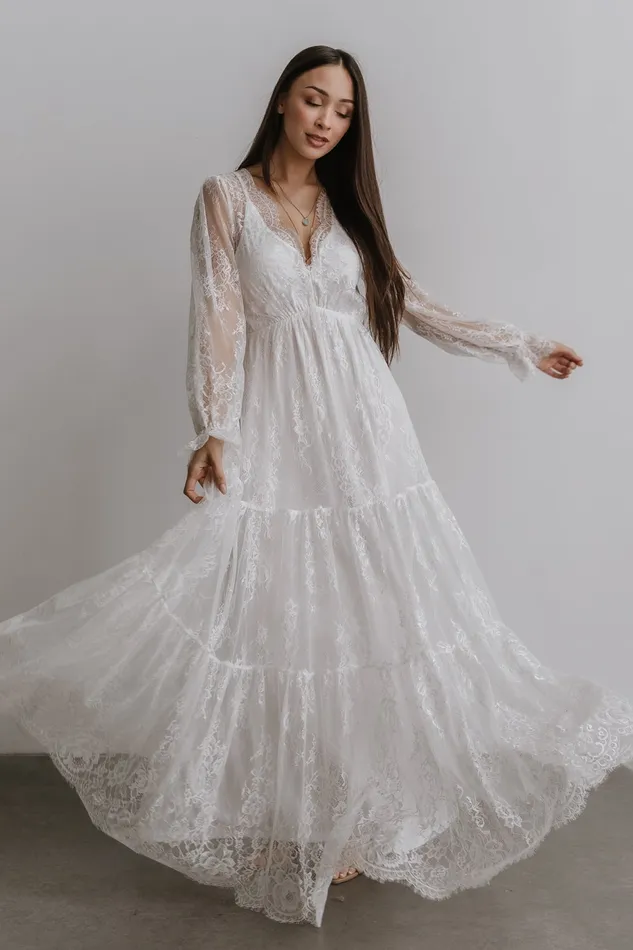 Gloria Lace Maxi Dress White Women Baltic Born Bridal