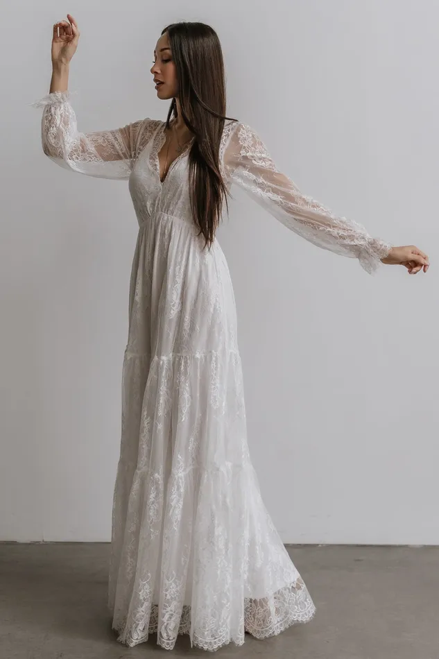 Gloria Lace Maxi Dress White Women Baltic Born Bridal