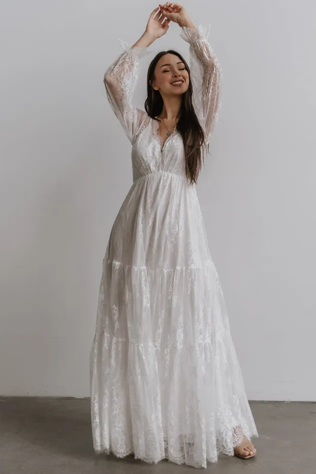 Gloria Lace Maxi Dress White Women Baltic Born Bridal