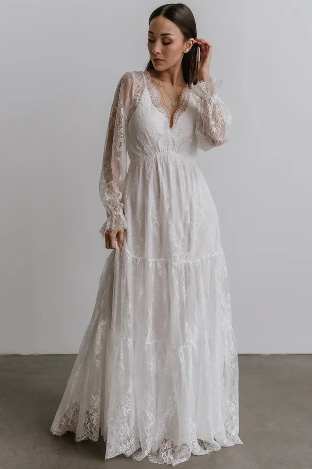 Gloria Lace Maxi Dress White Women Baltic Born Bridal