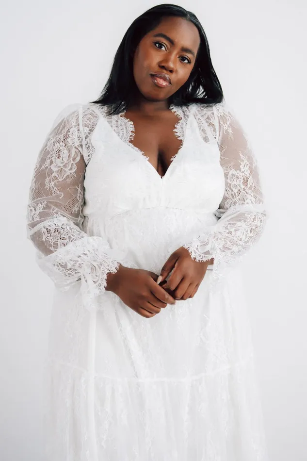 Gloria Lace Maxi Dress White Women Baltic Born Bridal