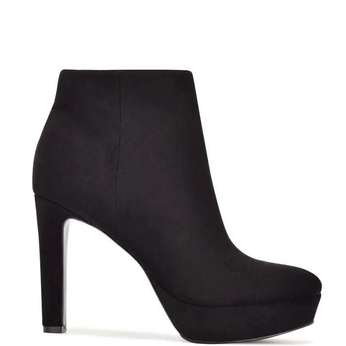 Glowup Platform Booties Black Suede Women Nine West Boots and Booties