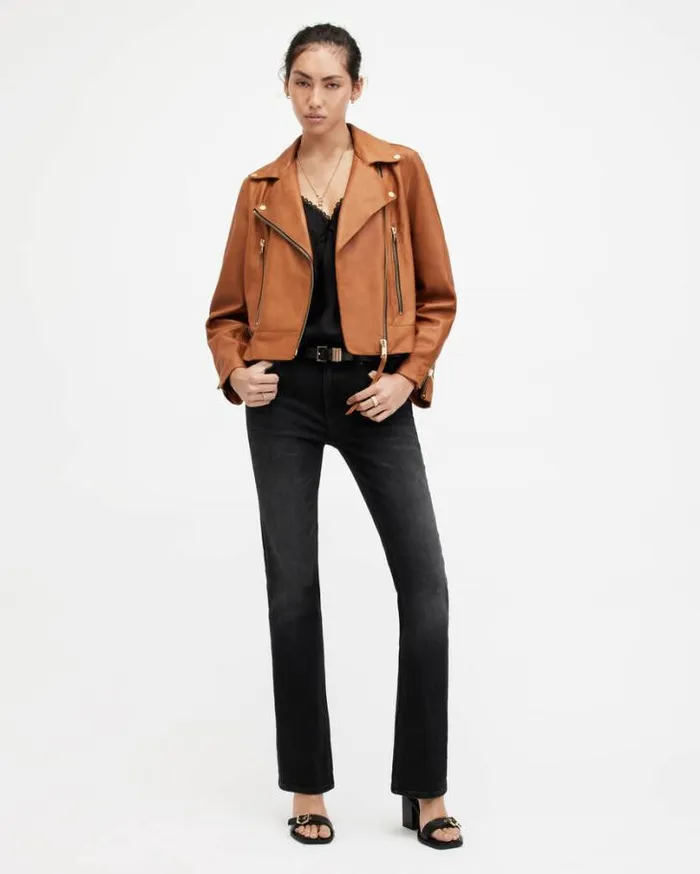 Haldan Slim Bootcut Stretch Denim Jeans Black Women AllSaints Jeans