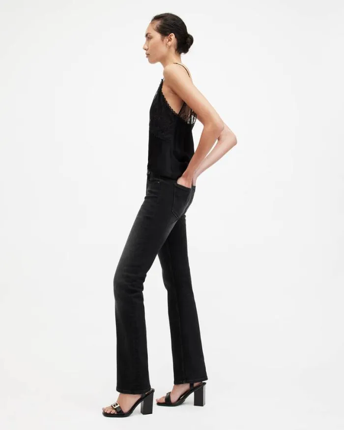 Haldan Slim Bootcut Stretch Denim Jeans Black Women AllSaints Jeans