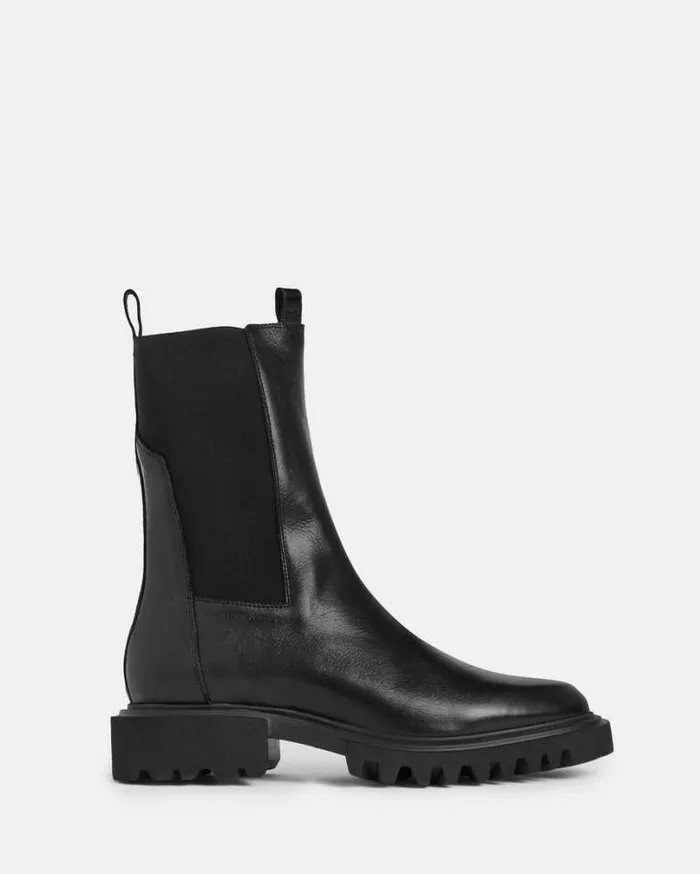 Hallie Leather Boots Black Women AllSaints Shoes and Boots