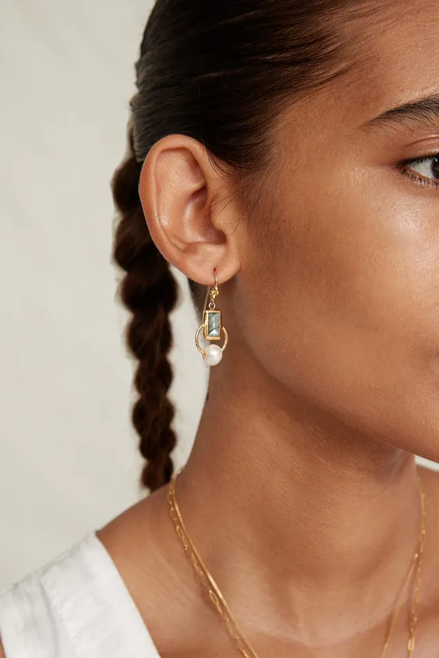 Halo Drop Earrings Gold Labradorite Mix Women Chan Luu Earrings