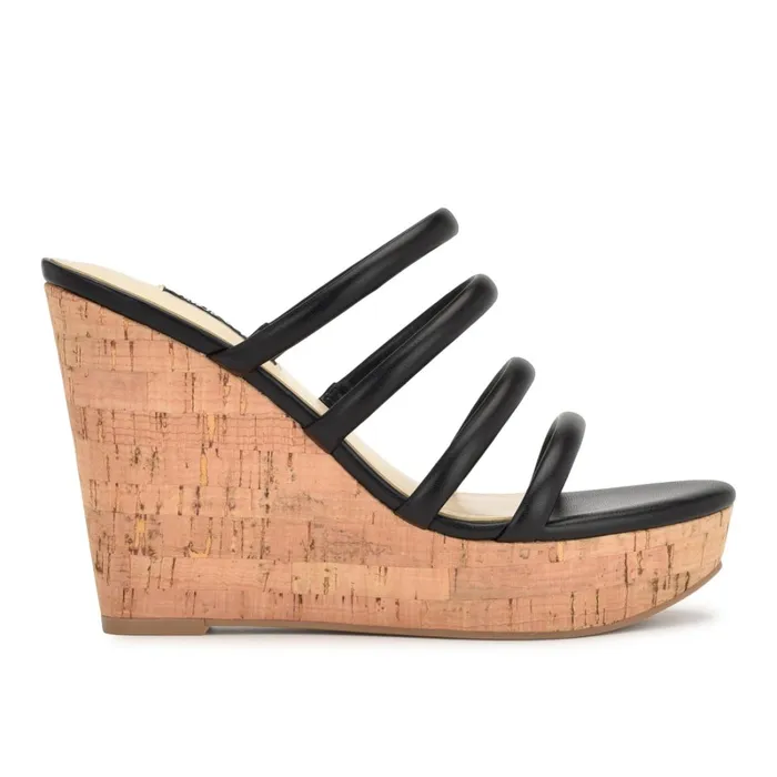 Haloway Espadrille Wedge Sandals Black Women Nine West Wedges