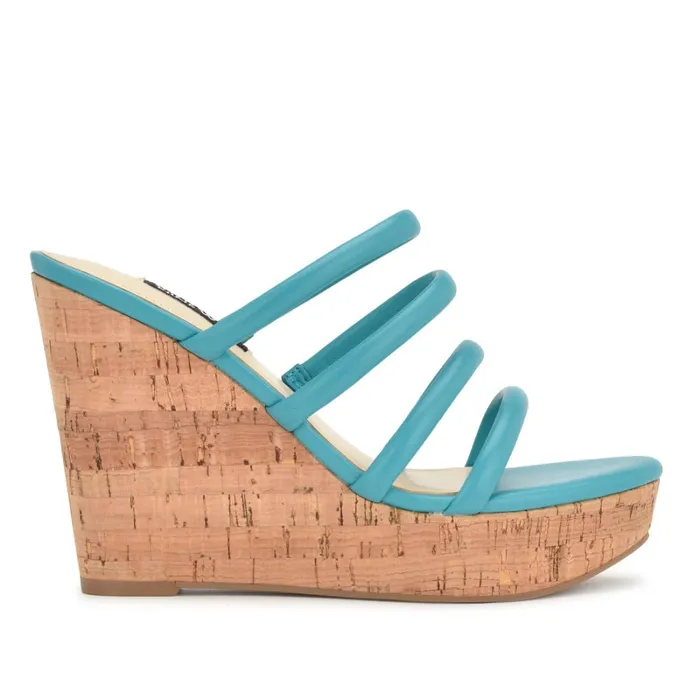 Haloway Espadrille Wedge Sandals Teal Women Nine West Wedges