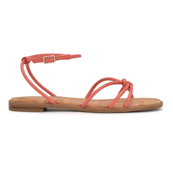 Hanklee Ankle Strap Flat Sandals Coral Women Nine West Sandals