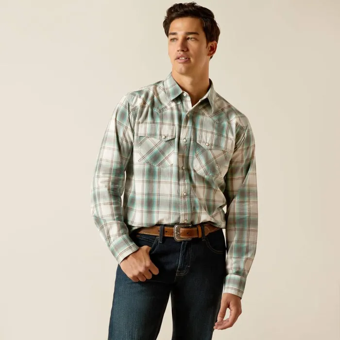 Hansai Retro Fit Shirt Egret Men Ariat Button Down Shirts