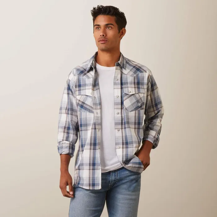 Haston Retro Fit Shirt White Asparagus Men Ariat Button Down Shirts