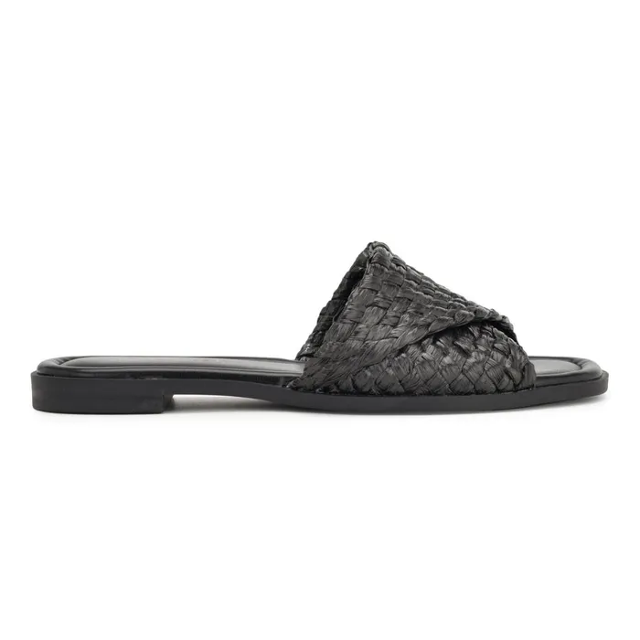 Havah Flat Slide Sandals Black Women Nine West Sandals