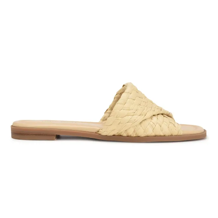 Havah Flat Slide Sandals Natural Women Nine West Low Heel