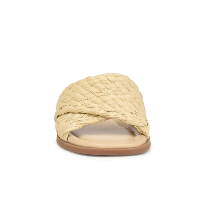 Havah Flat Slide Sandals Natural Women Nine West Low Heel Havah Flat Slide Sandals Natural Women Nine West Low Heel