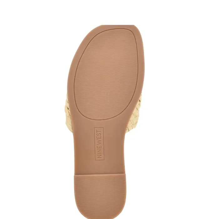 Havah Flat Slide Sandals Natural Women Nine West Low Heel Havah Flat Slide Sandals Natural Women Nine West Low Heel