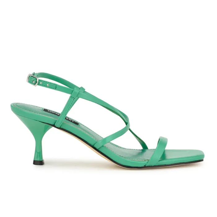 Haya Strappy Sandals Green Women Nine West Heeled