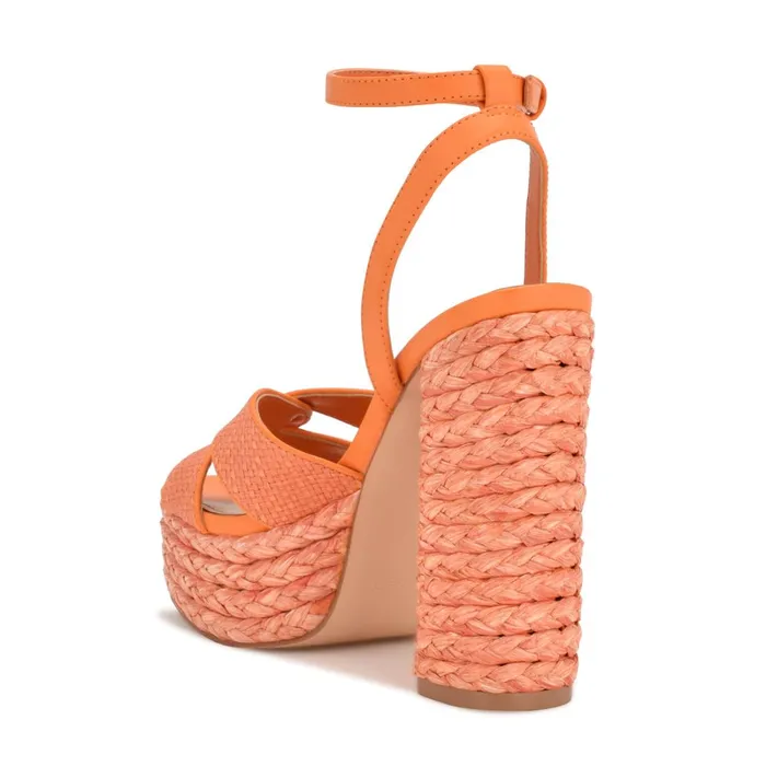 Hayya Woven Platform Sandals Neon Orange Women Nine West Platforms Hayya Woven Platform Sandals Neon Orange Women Nine West Platforms