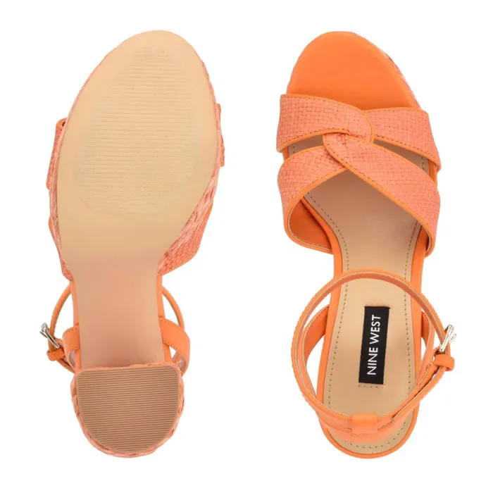 Hayya Woven Platform Sandals Neon Orange Women Nine West Platforms Hayya Woven Platform Sandals Neon Orange Women Nine West Platforms