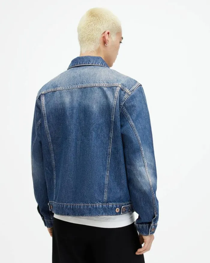 Hebden Denim Trucker Jacket Indigo Blue Men AllSaints Jackets and Coats