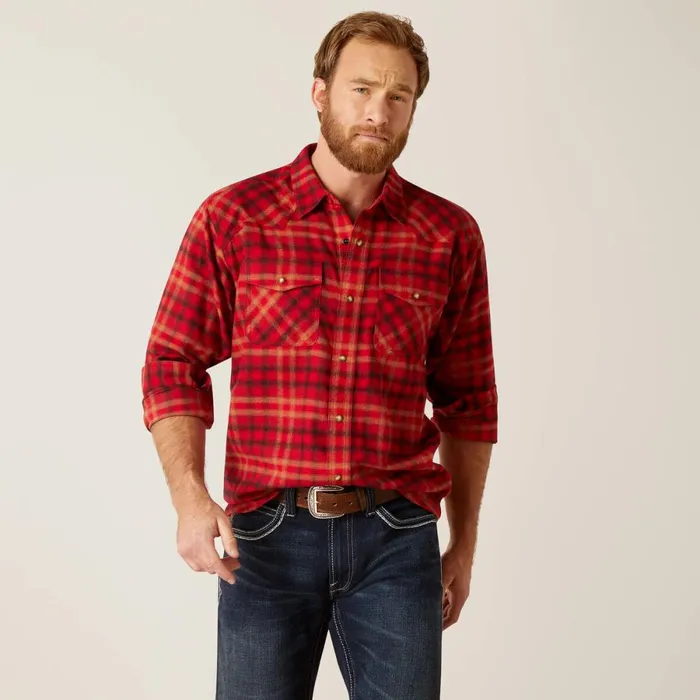 Heber Retro Fit Shirt Cranberry Crimson Men Ariat Button Down Shirts