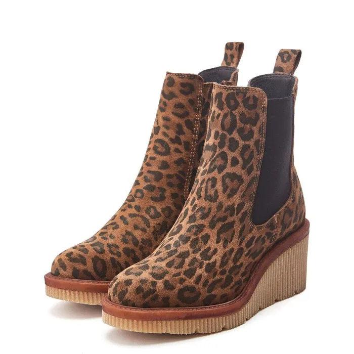 Heeled And Wedge Boots Women Moda In Pelle Audyn Dark Leopard Suede