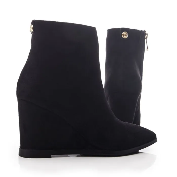 Heeled And Wedge Boots Women Moda In Pelle Nammie Black Alcantara