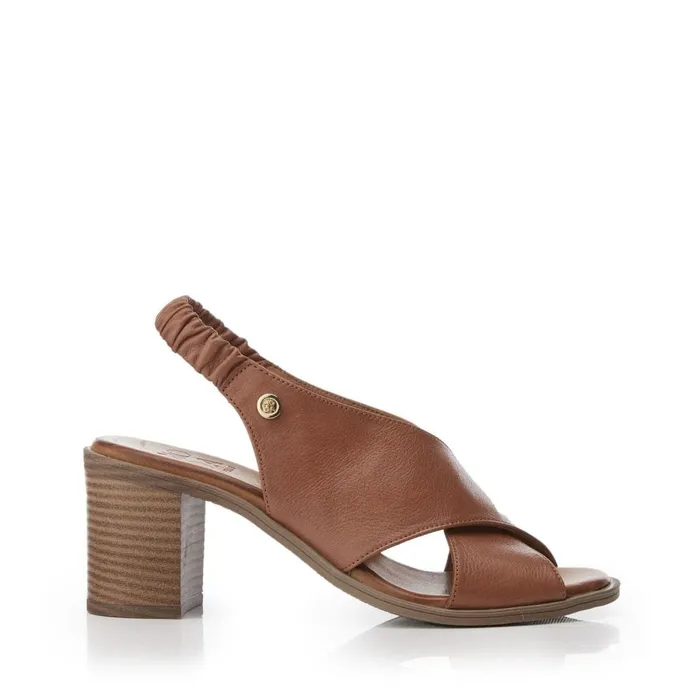 Heeled Sandals Women Moda In Pelle Lasandra Tan Leather