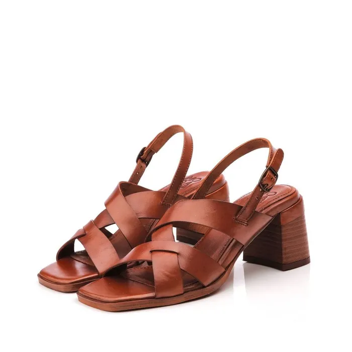 Heeled Sandals Women Moda In Pelle Leeana Tan Leather